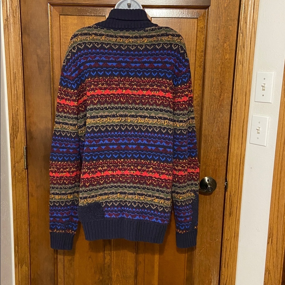 The Rail Multi-Color Zip-Front Cardigan Sweater Cotton Blend Shawl Collar Large - Picture 6 of 11
